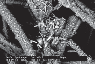 SEM image of the MULCERAFIL catalytic filter element showing the porous wall structure