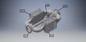 AIFILTECH 9X2 nine-core aftertreatment system showing 9-core elements, bypass valve, inlet and outlet for marine and non-road engines